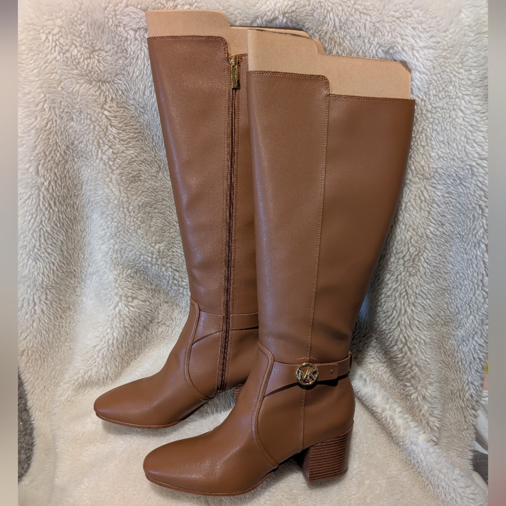 Michael Kors Carmen Faux Leather Riding Boots Size 10 Luggage
